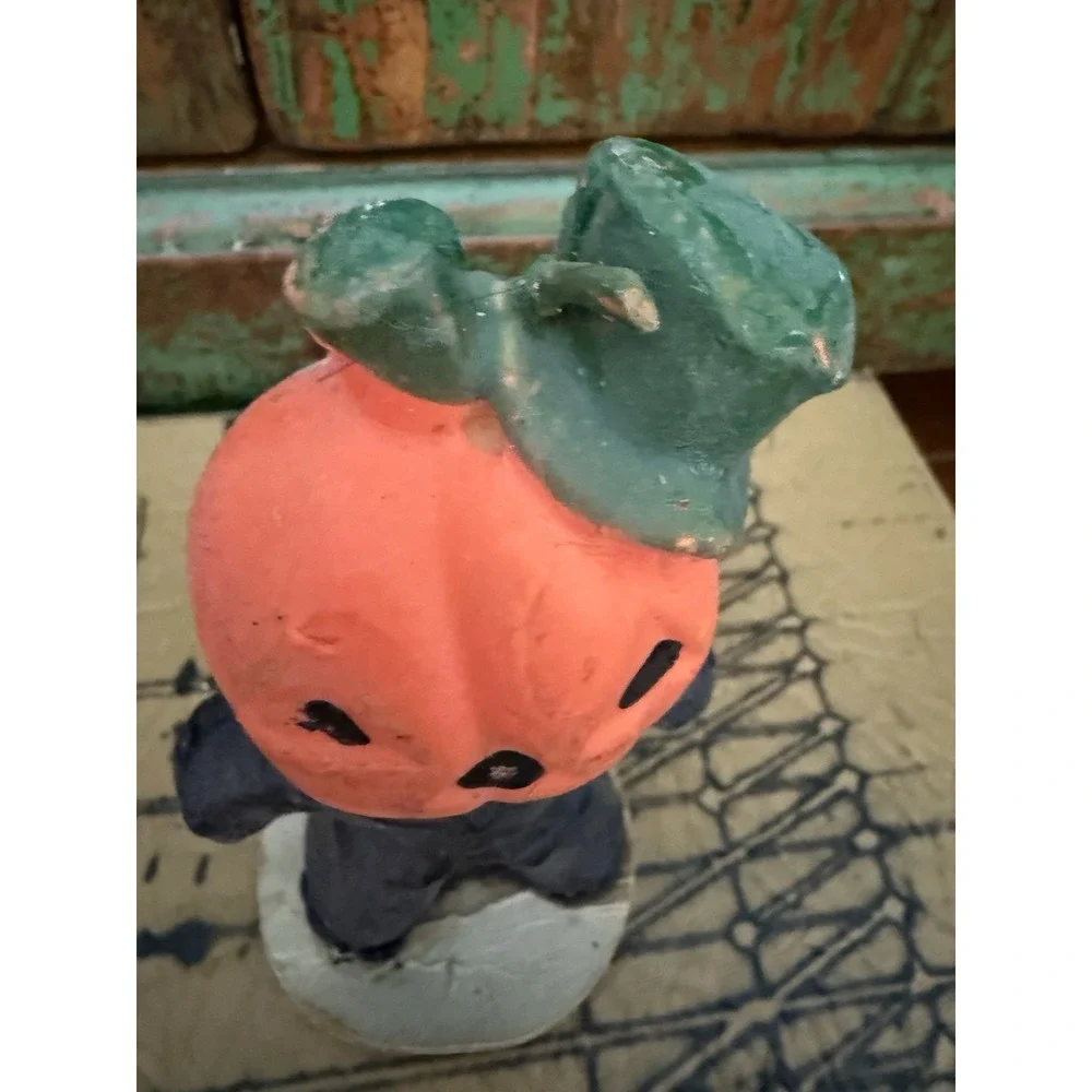 Vintage Gurley Halloween Pumpkin Man Jack-O-Lantern Candle